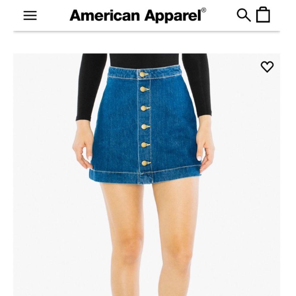 Denim Button Front A Line Mini Skirt